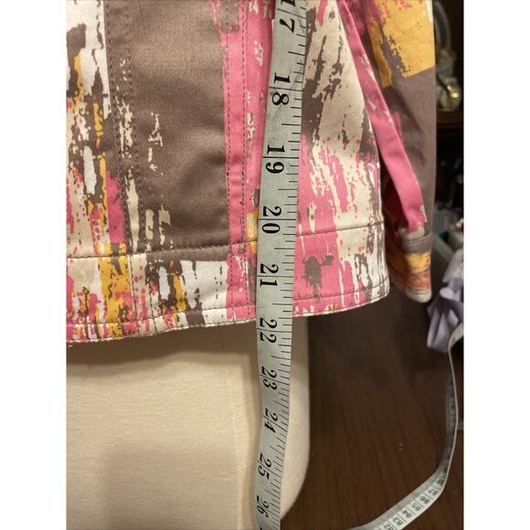 Ruby Rd Jacket 10P Brown Pink Camo Denim Button Coat Urban Chic Layer - Picture 13 of 16